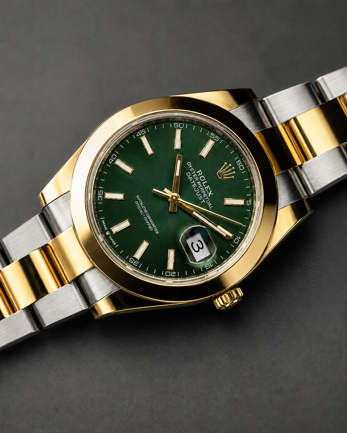 ⌚ Rolex Green Dial Two-Tone Luxury Watch | Gold & Silver Datejust Style 💚✨