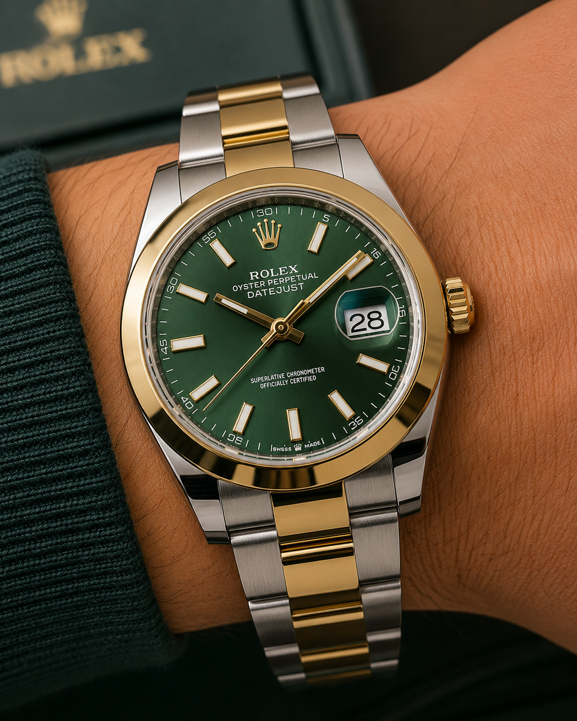 ⌚ Rolex Green Dial Two-Tone Luxury Watch | Gold & Silver Datejust Style 💚✨